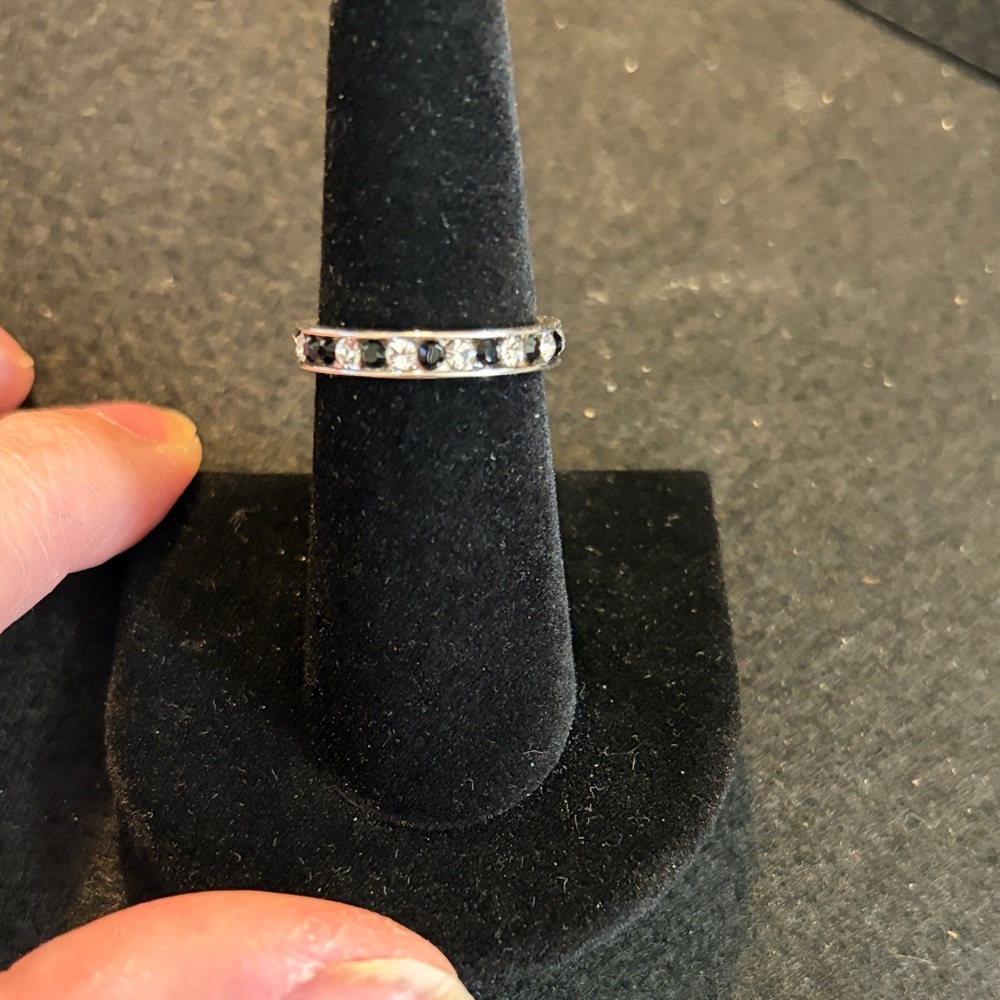 Ari BR Eternity Silver Tone Ring with Stones
